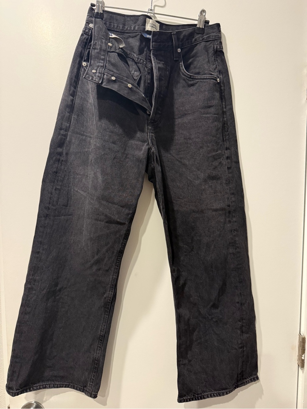 Citizens Of Humanity Black Relaxed Wide-Leg Jeans - Picture 1 of 3